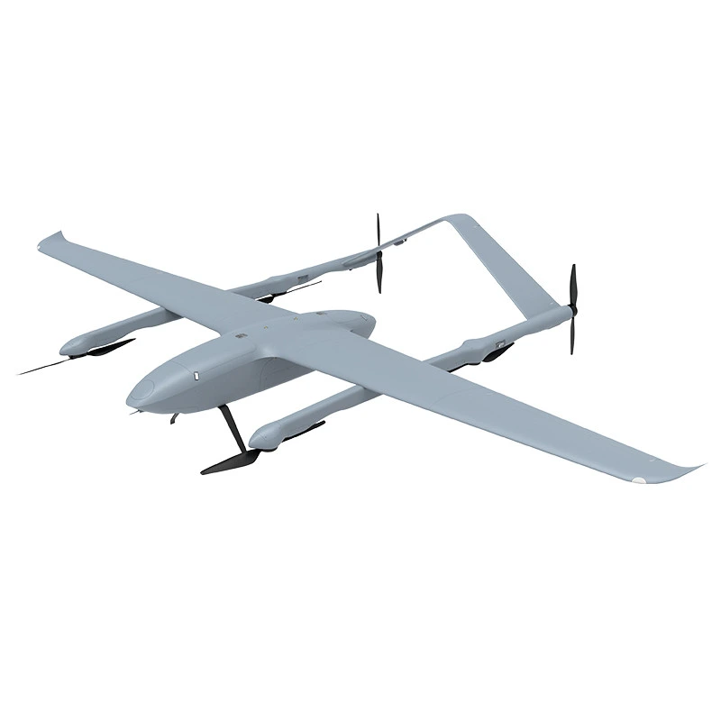 KaumodakiFPV VTOL fixed-wing drone with solar-panelled wings on the ground before a flight test